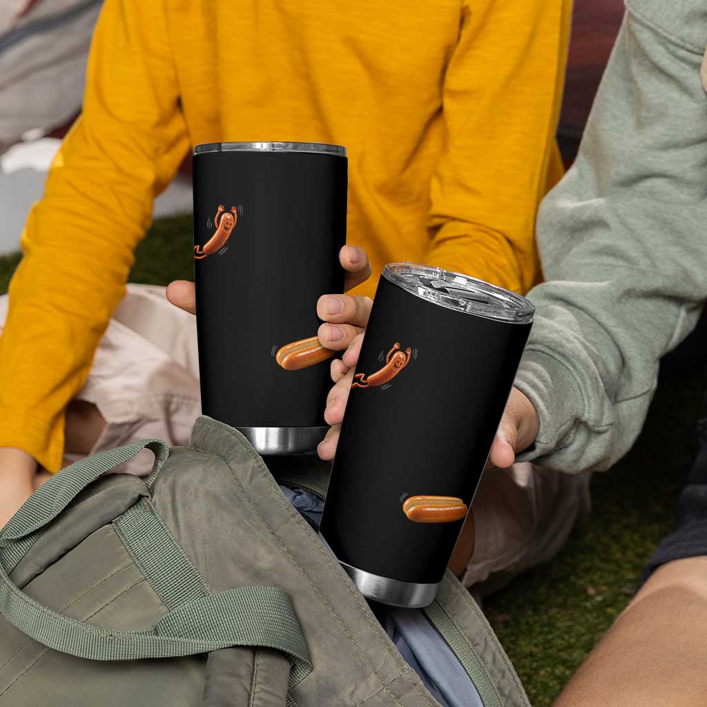 Funny Hot Dog Tumbler Cup Hotdog Jumping Into Bun Sausage BBQ Grilling High Dive