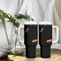 Funny Hot Dog Tumbler With Handle Hotdog Jumping Into Bun Sausage BBQ Grilling High Dive