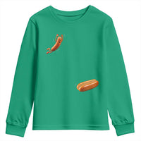 Funny Hot Dog Youth Sweatshirt Hotdog Jumping Into Bun Sausage BBQ Grilling High Dive