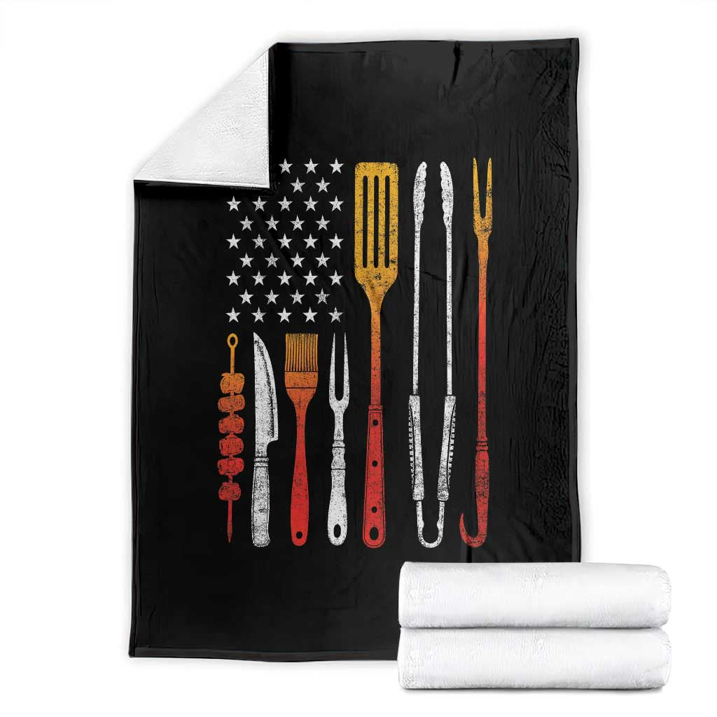 Bbq Smoker Throw Blanket Barbecue Chef Smoking Tools Grilling Pit Master USA Flag