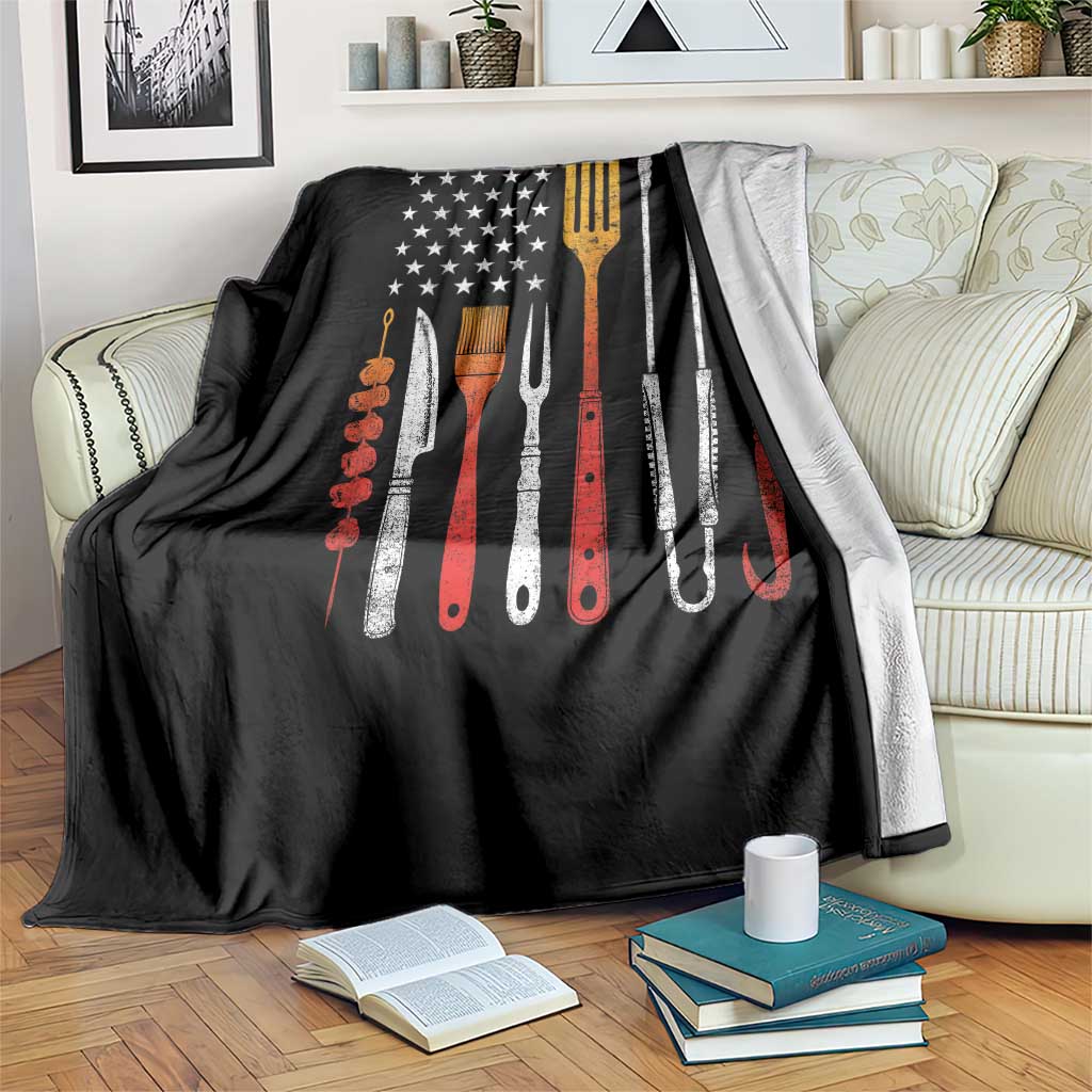 Bbq Smoker Throw Blanket Barbecue Chef Smoking Tools Grilling Pit Master USA Flag