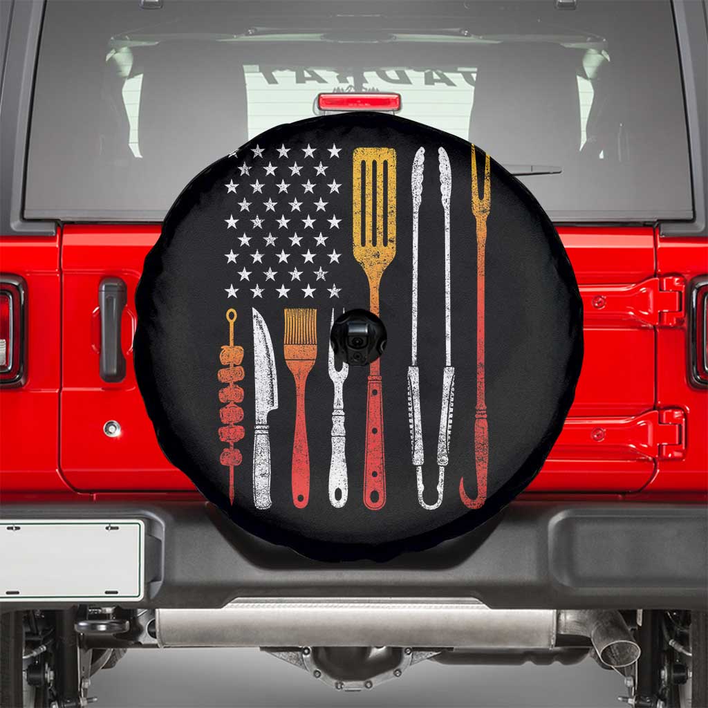 Bbq Smoker Spare Tire Cover Barbecue Chef Smoking Tools Grilling Pit Master USA Flag