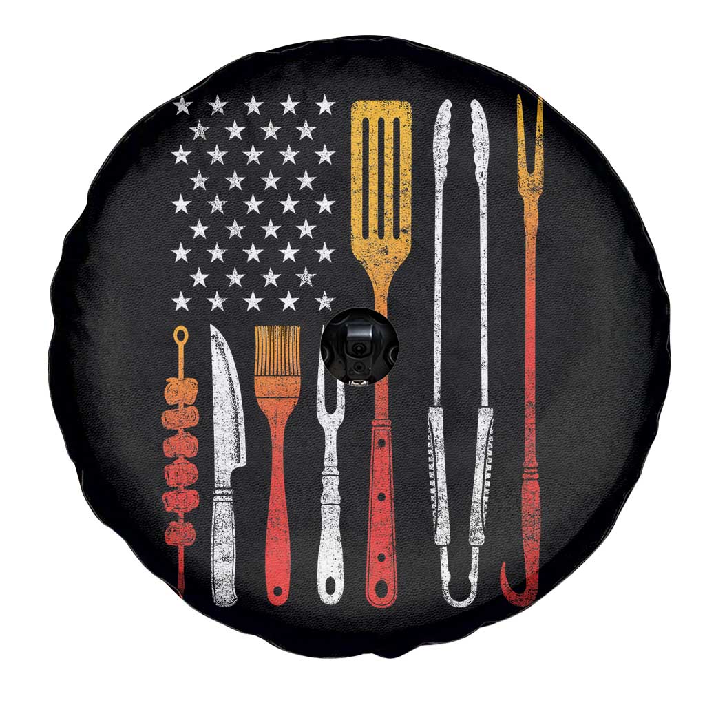 Bbq Smoker Spare Tire Cover Barbecue Chef Smoking Tools Grilling Pit Master USA Flag