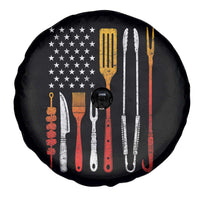 Bbq Smoker Spare Tire Cover Barbecue Chef Smoking Tools Grilling Pit Master USA Flag