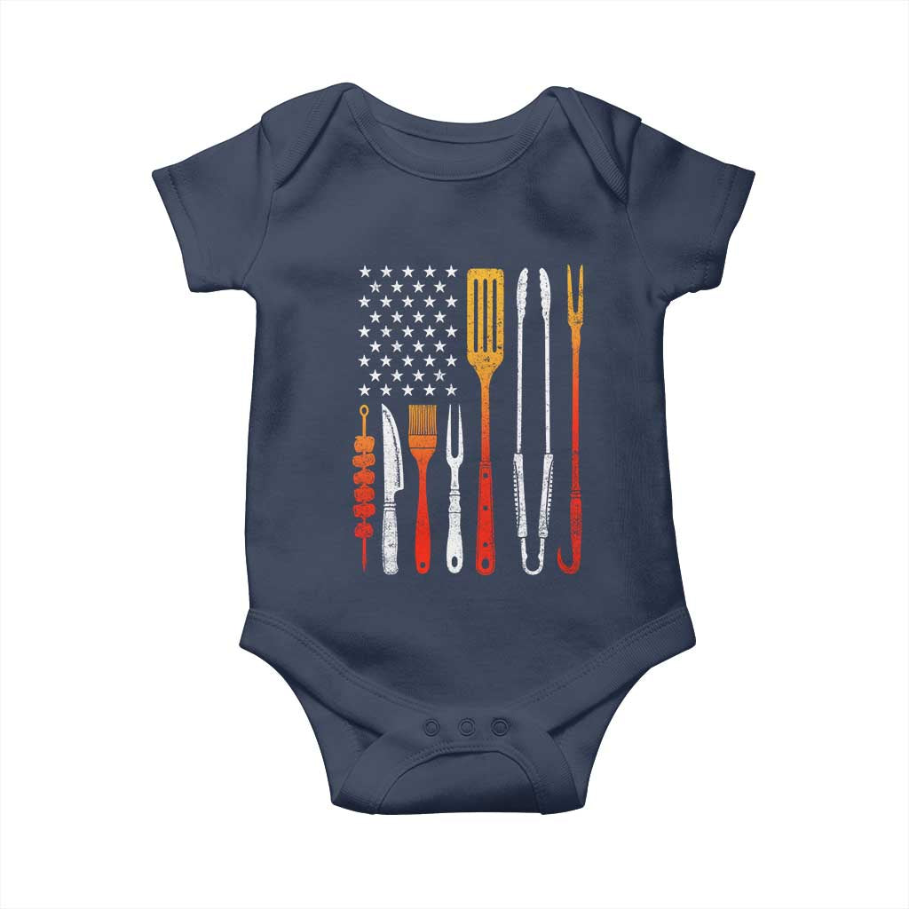 Bbq Smoker Baby Onesie Barbecue Chef Smoking Tools Grilling Pit Master USA Flag