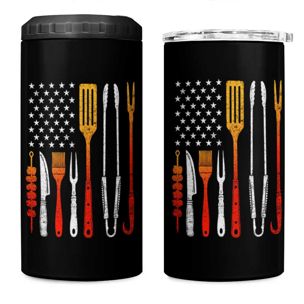Bbq Smoker 4 in 1 Can Cooler Tumbler Barbecue Chef Smoking Tools Grilling Pit Master USA Flag