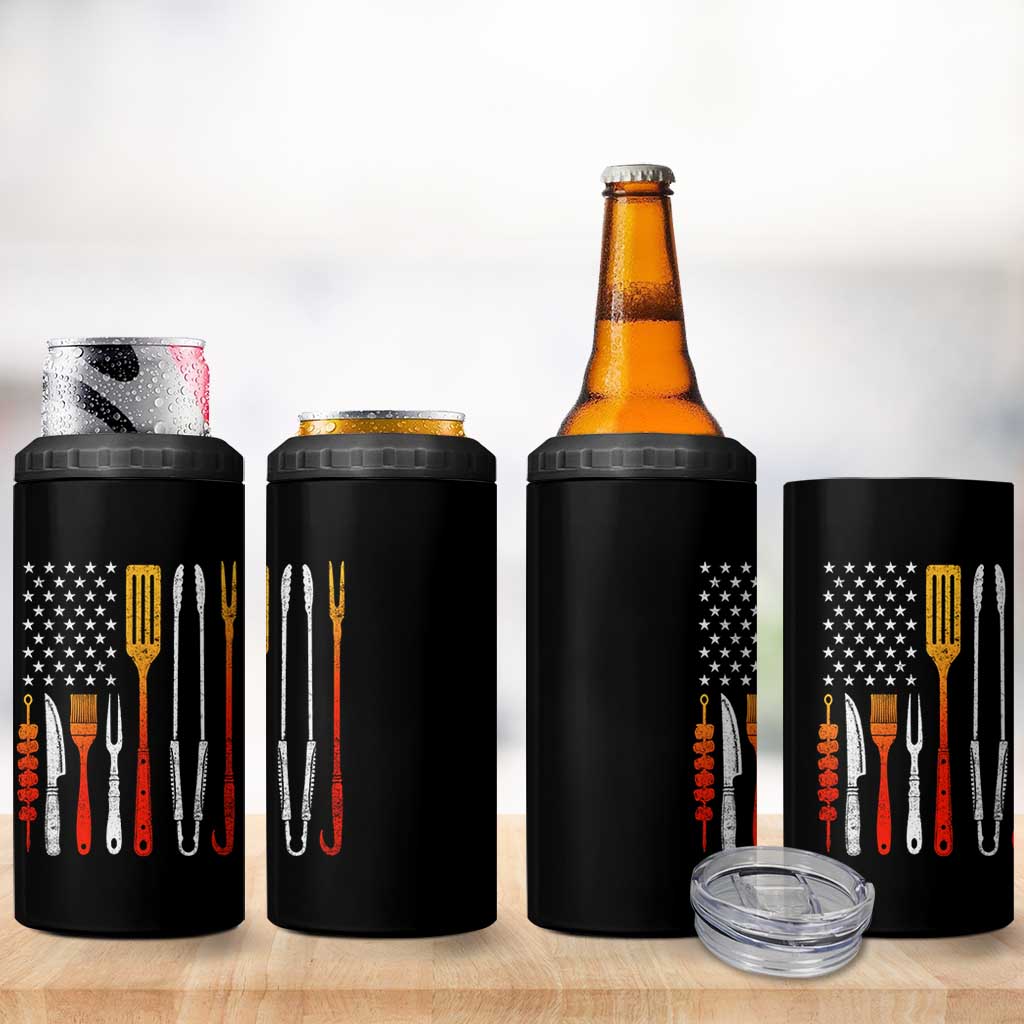 Bbq Smoker 4 in 1 Can Cooler Tumbler Barbecue Chef Smoking Tools Grilling Pit Master USA Flag