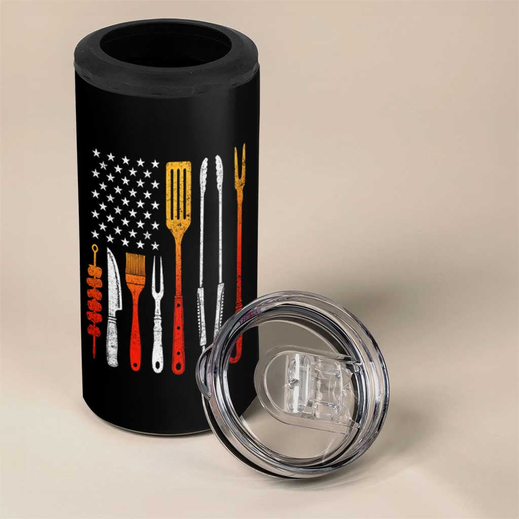 Bbq Smoker 4 in 1 Can Cooler Tumbler Barbecue Chef Smoking Tools Grilling Pit Master USA Flag