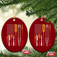 Bbq Smoker Ceramic Ornament Barbecue Chef Smoking Tools Grilling Pit Master USA Flag