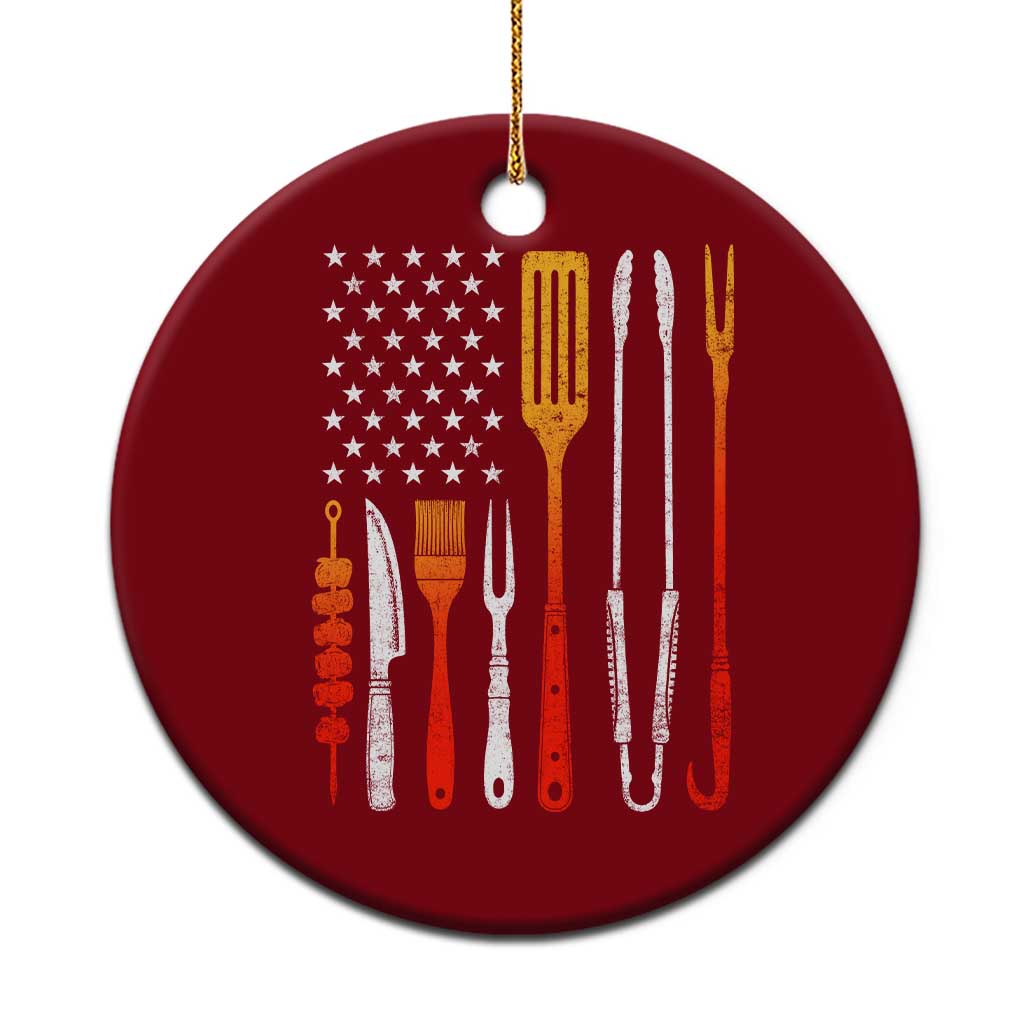 Bbq Smoker Ceramic Ornament Barbecue Chef Smoking Tools Grilling Pit Master USA Flag