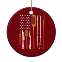 Bbq Smoker Ceramic Ornament Barbecue Chef Smoking Tools Grilling Pit Master USA Flag