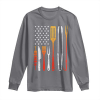 Bbq Smoker Long Sleeve Shirt Barbecue Chef Smoking Tools Grilling Pit Master USA Flag