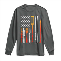 Bbq Smoker Long Sleeve Shirt Barbecue Chef Smoking Tools Grilling Pit Master USA Flag