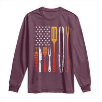 Bbq Smoker Long Sleeve Shirt Barbecue Chef Smoking Tools Grilling Pit Master USA Flag