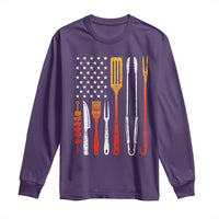 Bbq Smoker Long Sleeve Shirt Barbecue Chef Smoking Tools Grilling Pit Master USA Flag
