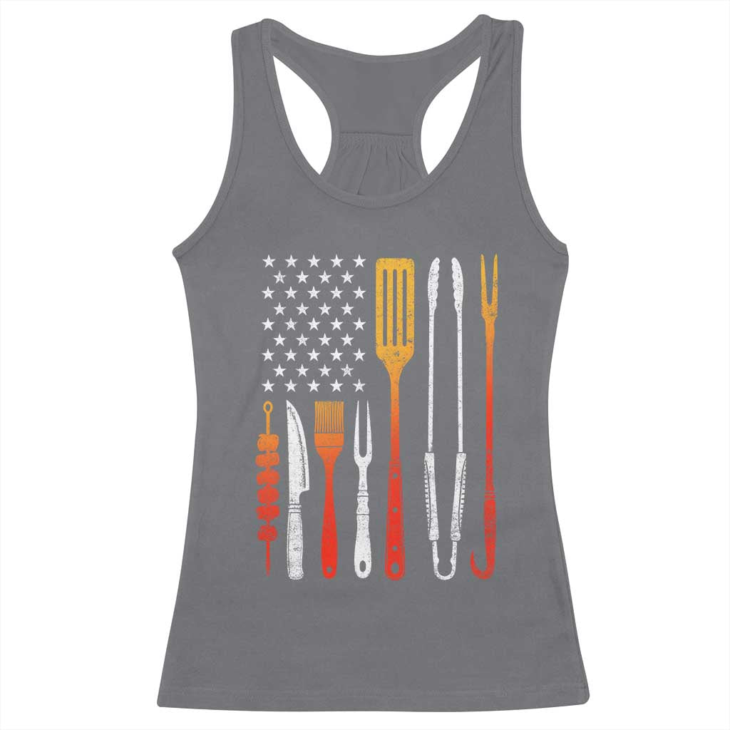 Bbq Smoker Racerback Tank Top Barbecue Chef Smoking Tools Grilling Pit Master USA Flag