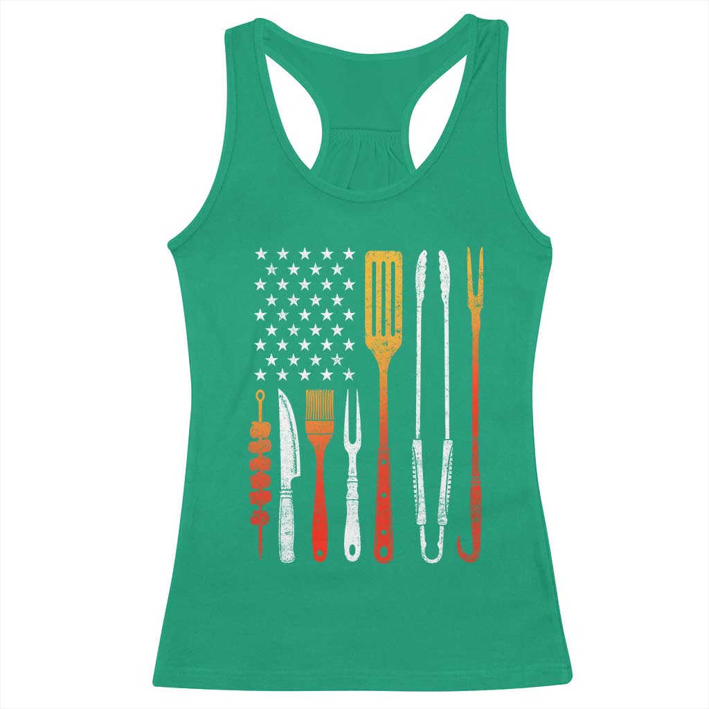 Bbq Smoker Racerback Tank Top Barbecue Chef Smoking Tools Grilling Pit Master USA Flag