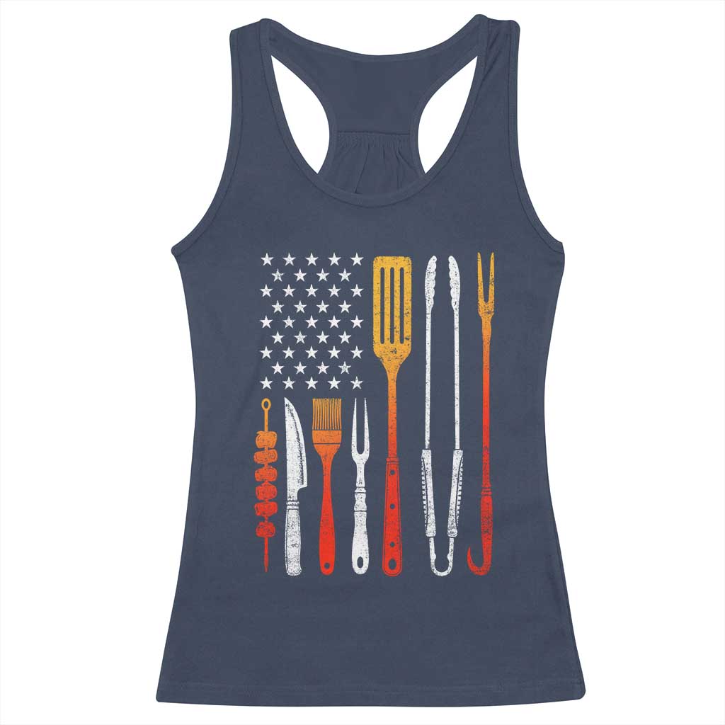 Bbq Smoker Racerback Tank Top Barbecue Chef Smoking Tools Grilling Pit Master USA Flag