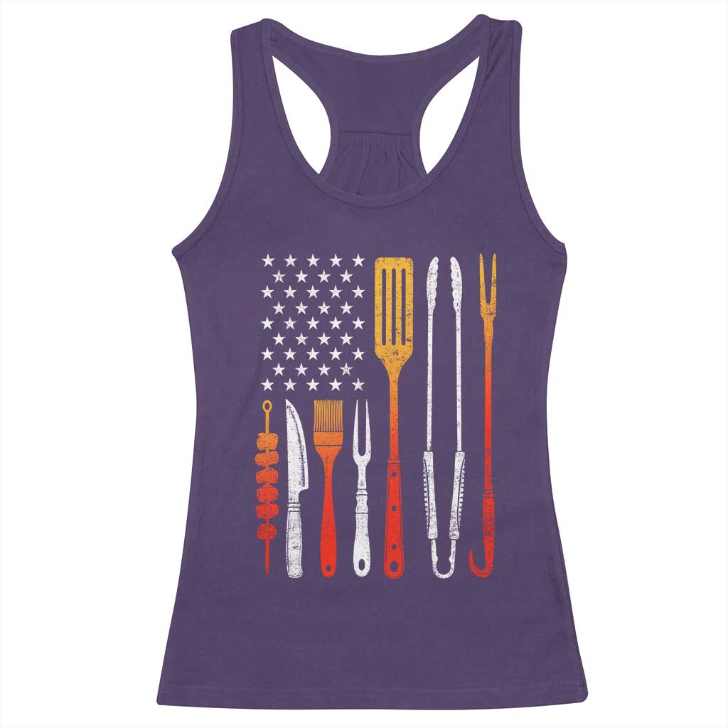 Bbq Smoker Racerback Tank Top Barbecue Chef Smoking Tools Grilling Pit Master USA Flag