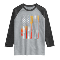 Bbq Smoker Raglan Shirt Barbecue Chef Smoking Tools Grilling Pit Master USA Flag