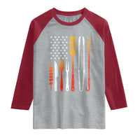 Bbq Smoker Raglan Shirt Barbecue Chef Smoking Tools Grilling Pit Master USA Flag
