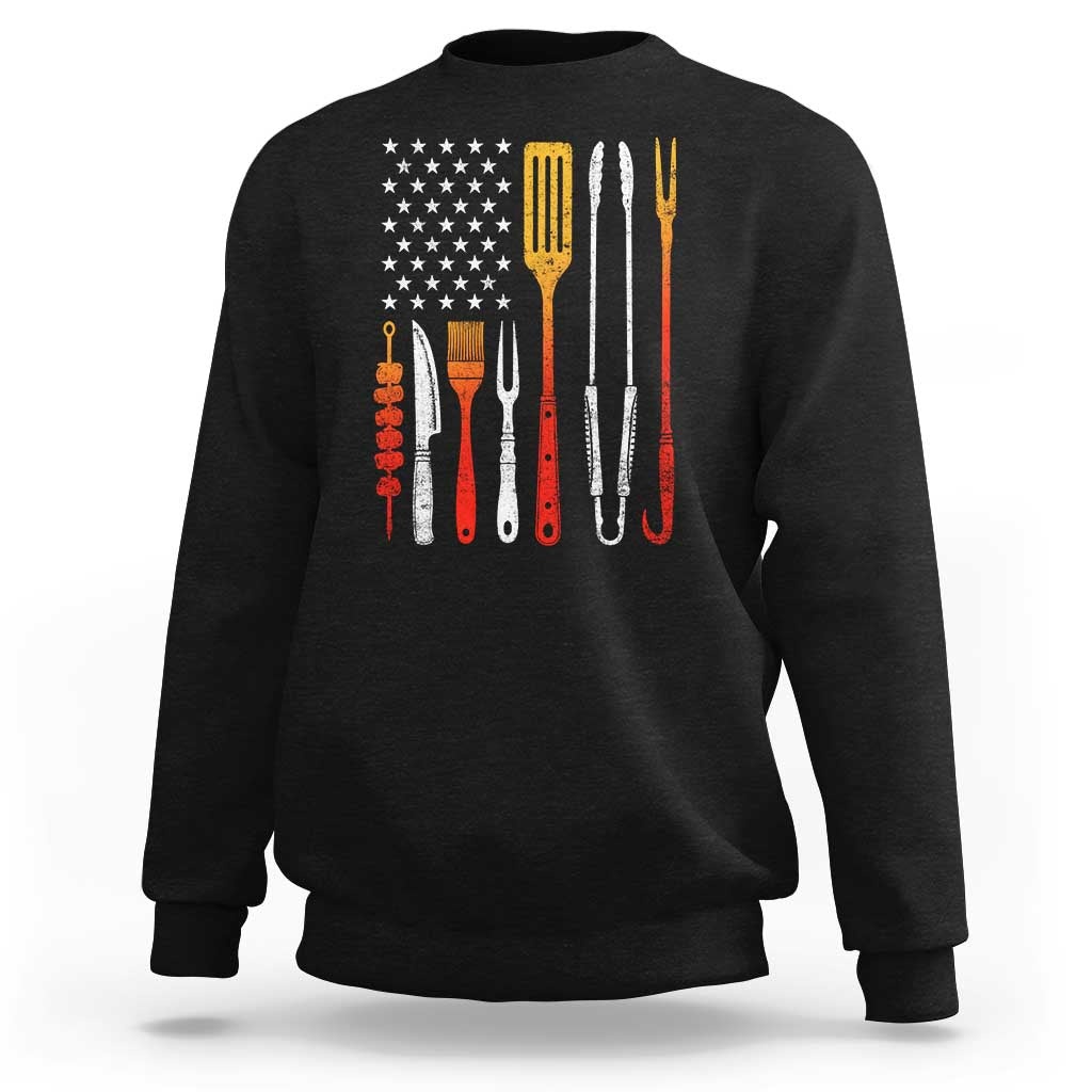 Bbq Smoker Sweatshirt Barbecue Chef Smoking Tools Grilling Pit Master USA Flag