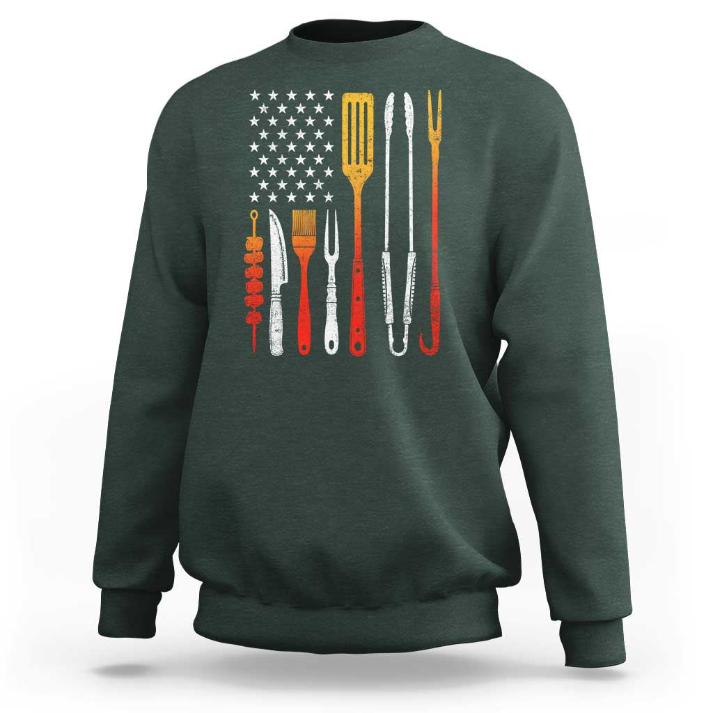 Bbq Smoker Sweatshirt Barbecue Chef Smoking Tools Grilling Pit Master USA Flag