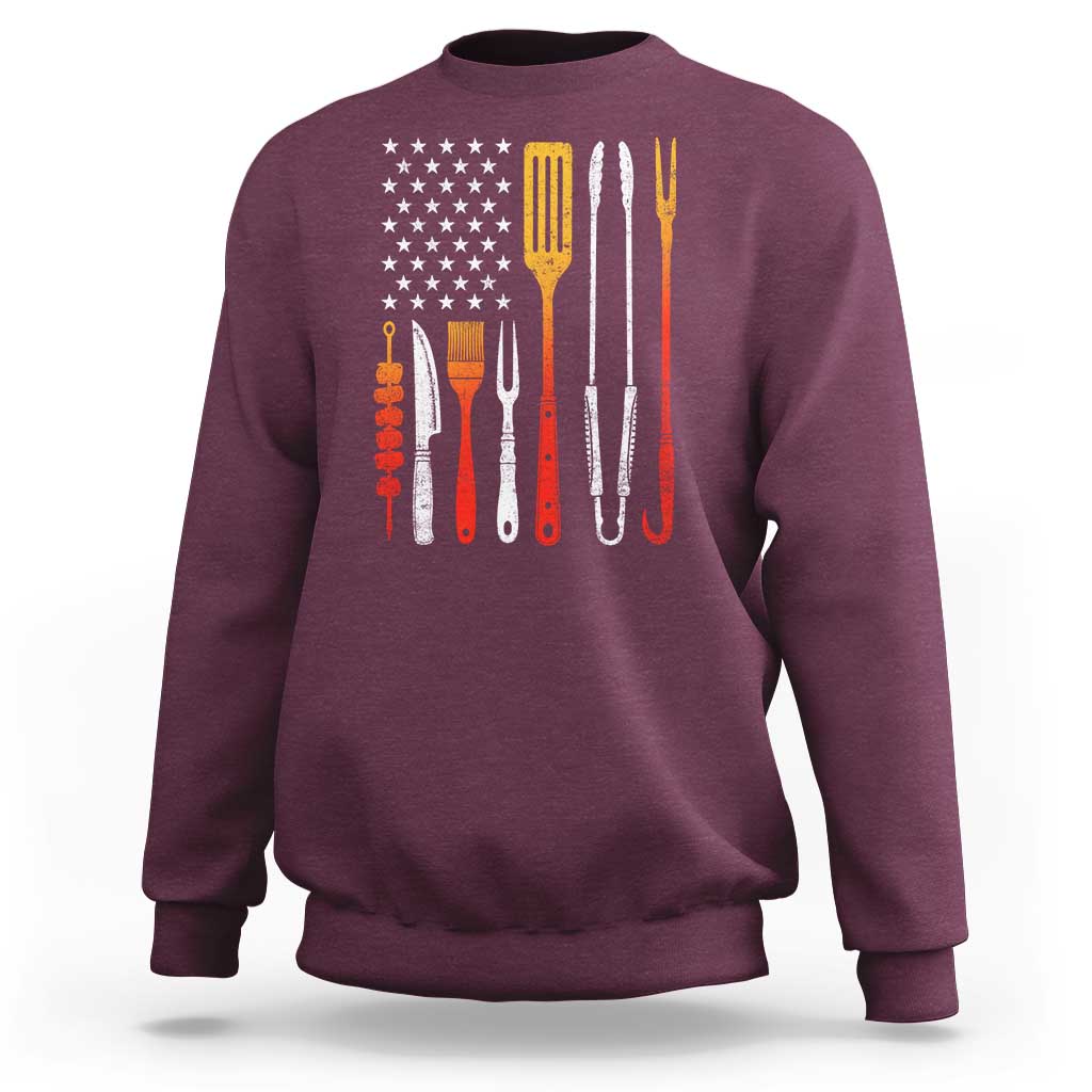 Bbq Smoker Sweatshirt Barbecue Chef Smoking Tools Grilling Pit Master USA Flag
