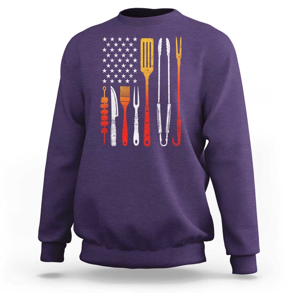 Bbq Smoker Sweatshirt Barbecue Chef Smoking Tools Grilling Pit Master USA Flag