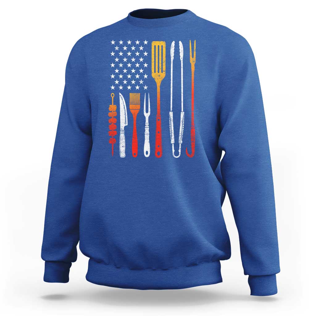 Bbq Smoker Sweatshirt Barbecue Chef Smoking Tools Grilling Pit Master USA Flag