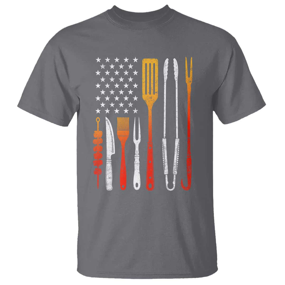 Bbq Smoker T Shirt Barbecue Chef Smoking Tools Grilling Pit Master USA Flag