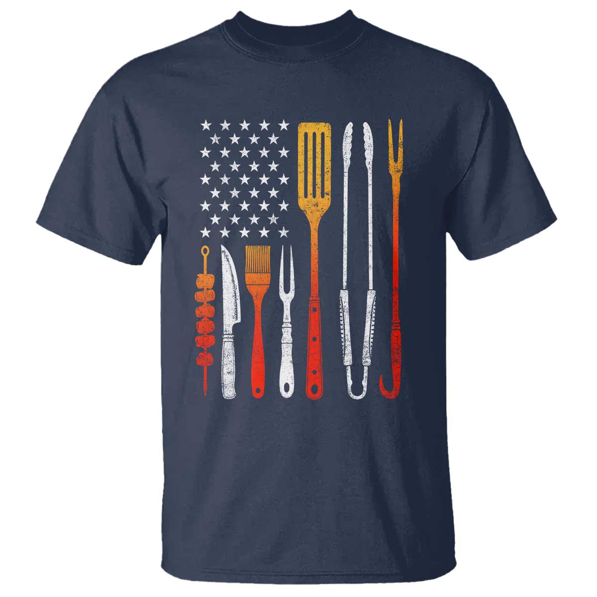 Bbq Smoker T Shirt Barbecue Chef Smoking Tools Grilling Pit Master USA Flag