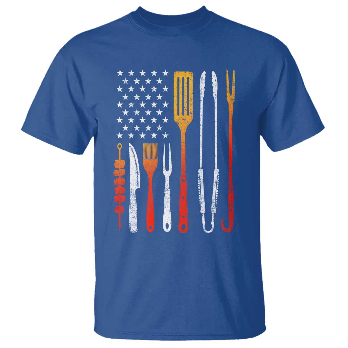 Bbq Smoker T Shirt Barbecue Chef Smoking Tools Grilling Pit Master USA Flag