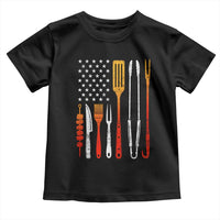 Bbq Smoker Toddler T Shirt Barbecue Chef Smoking Tools Grilling Pit Master USA Flag