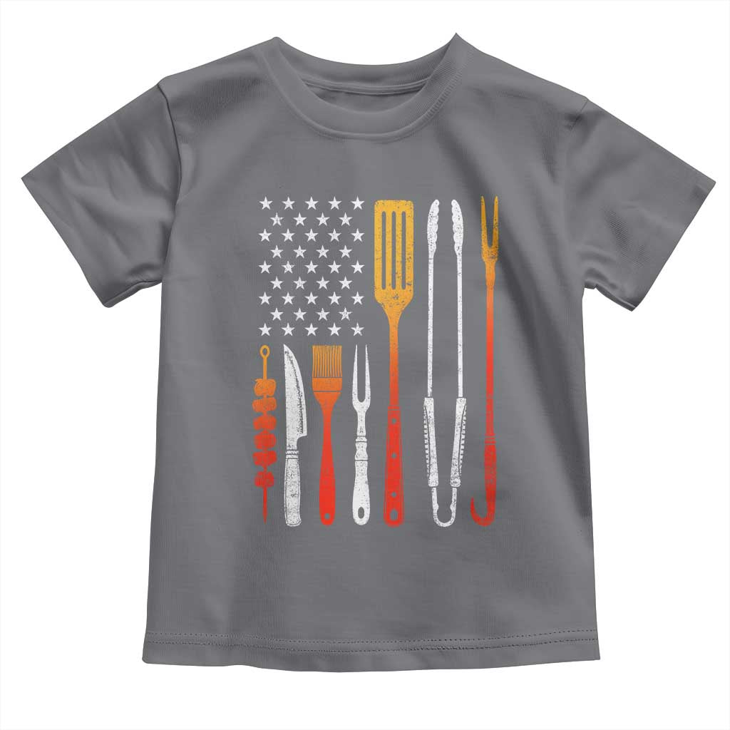 Bbq Smoker Toddler T Shirt Barbecue Chef Smoking Tools Grilling Pit Master USA Flag