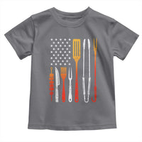 Bbq Smoker Toddler T Shirt Barbecue Chef Smoking Tools Grilling Pit Master USA Flag