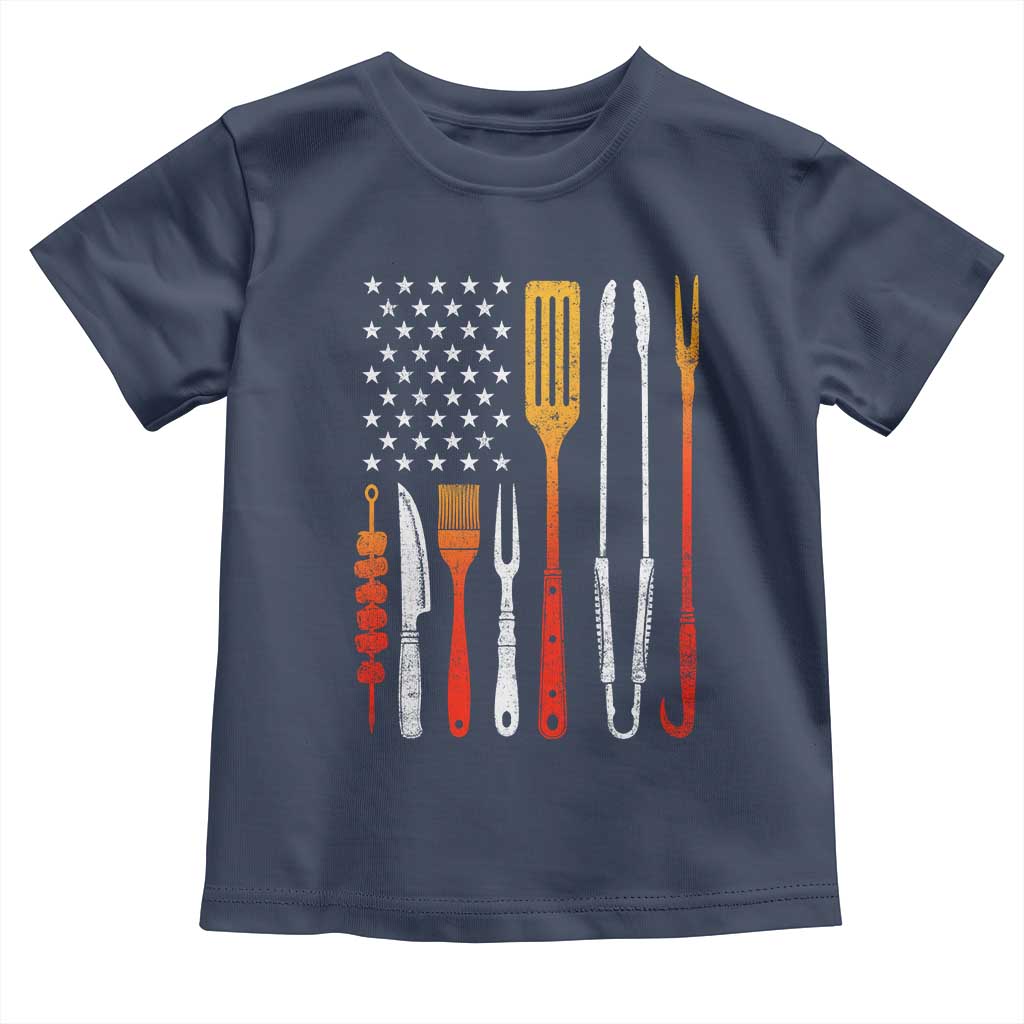 Bbq Smoker Toddler T Shirt Barbecue Chef Smoking Tools Grilling Pit Master USA Flag