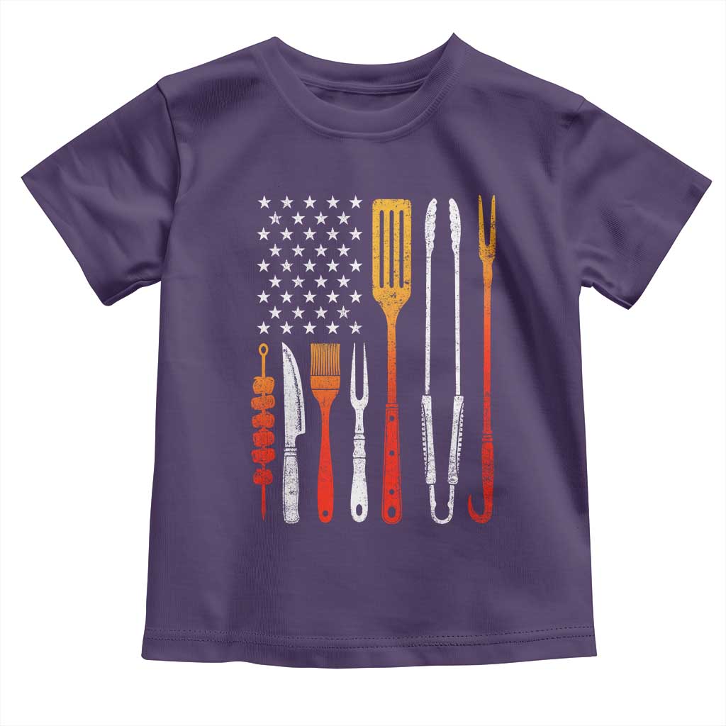Bbq Smoker Toddler T Shirt Barbecue Chef Smoking Tools Grilling Pit Master USA Flag