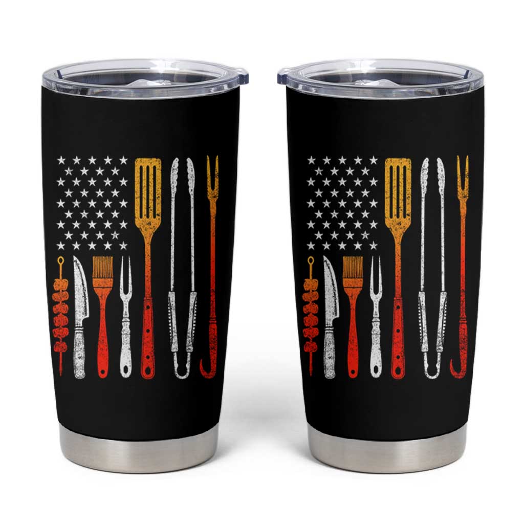 Bbq Smoker Tumbler Cup Barbecue Chef Smoking Tools Grilling Pit Master USA Flag