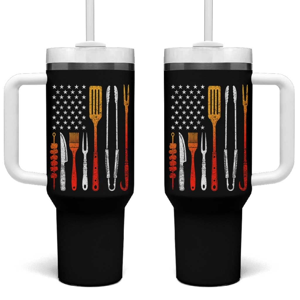 Bbq Smoker Tumbler With Handle Barbecue Chef Smoking Tools Grilling Pit Master USA Flag