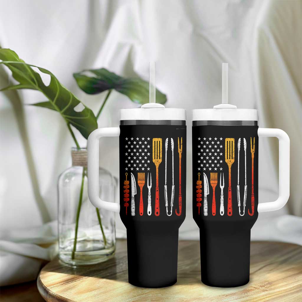 Bbq Smoker Tumbler With Handle Barbecue Chef Smoking Tools Grilling Pit Master USA Flag