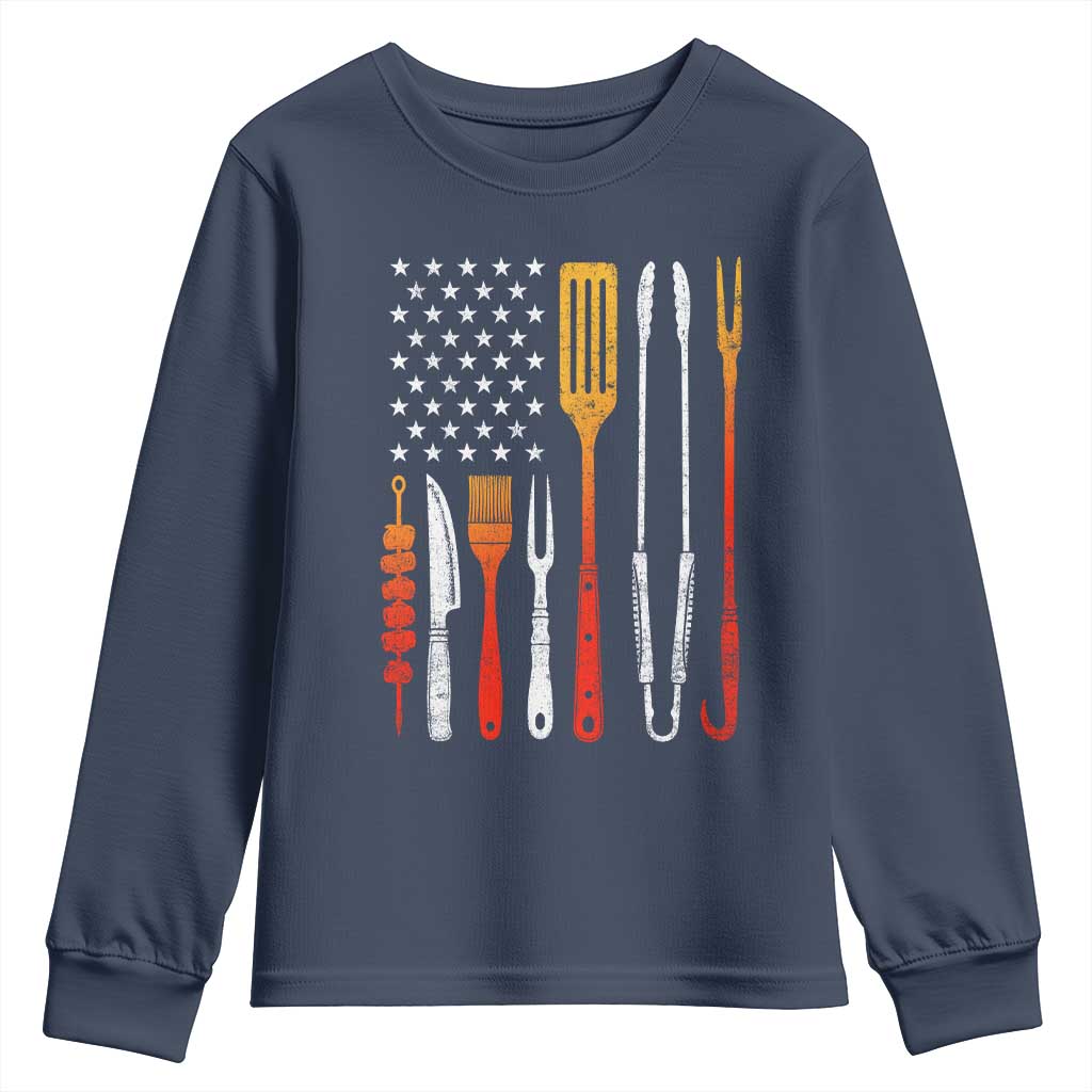 Bbq Smoker Youth Sweatshirt Barbecue Chef Smoking Tools Grilling Pit Master USA Flag