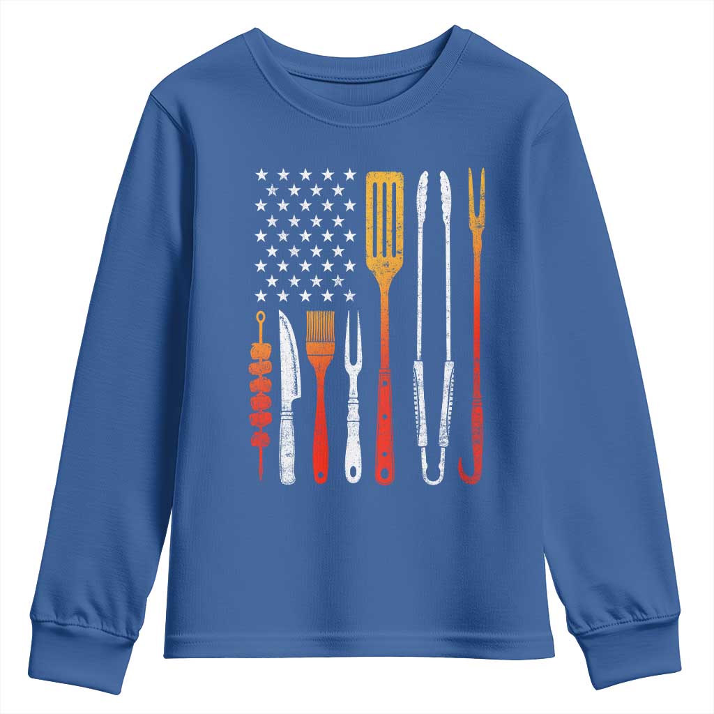Bbq Smoker Youth Sweatshirt Barbecue Chef Smoking Tools Grilling Pit Master USA Flag