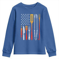 Bbq Smoker Youth Sweatshirt Barbecue Chef Smoking Tools Grilling Pit Master USA Flag