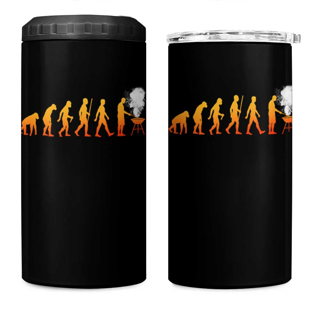 Funny BBQ 4 in 1 Can Cooler Tumbler Evolution Of Grill Master Grilling Gifts Meat Smoking