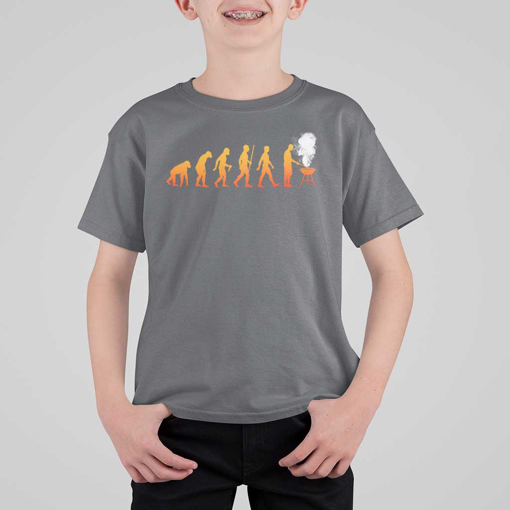 Funny BBQ T Shirt For Kid Evolution Of Grill Master Grilling Gifts Meat Smoking