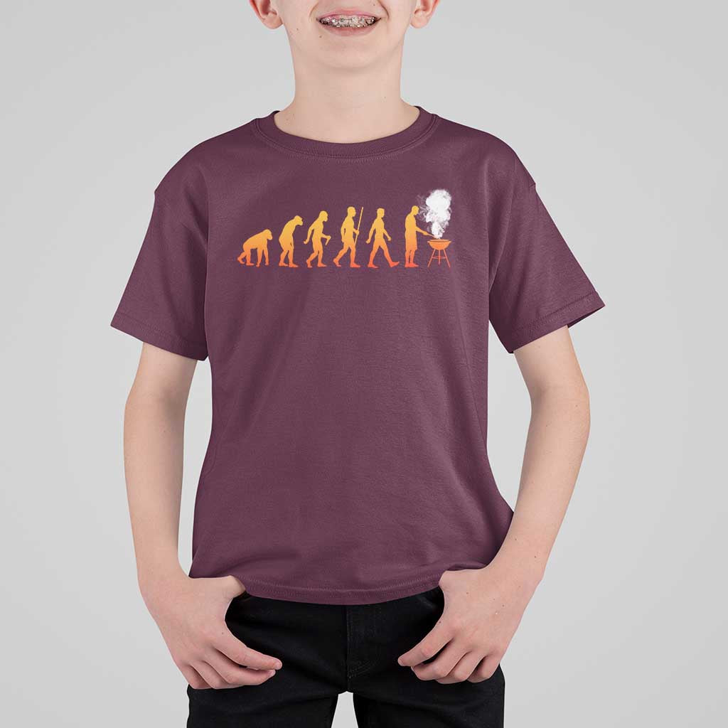 Funny BBQ T Shirt For Kid Evolution Of Grill Master Grilling Gifts Meat Smoking