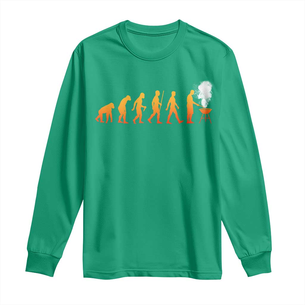 Funny BBQ Long Sleeve Shirt Evolution Of Grill Master Grilling Gifts Meat Smoking