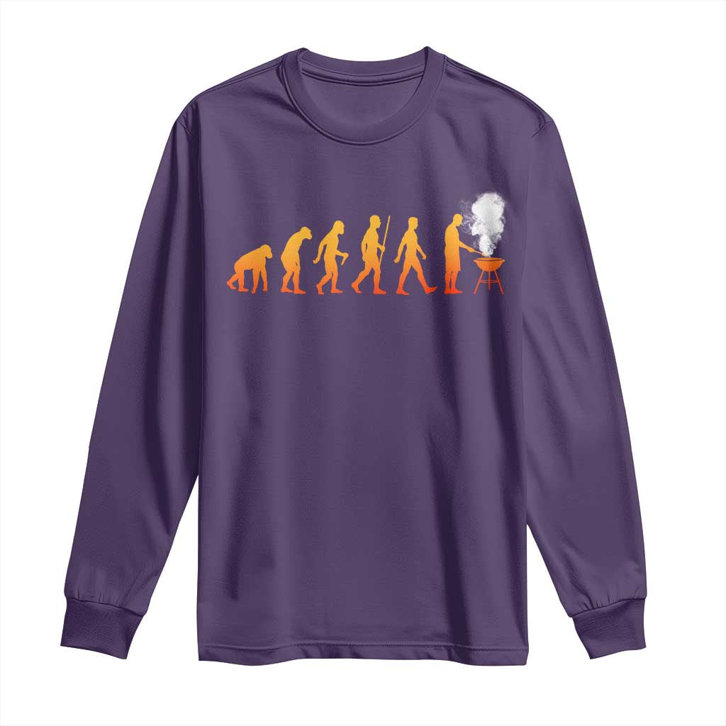 Funny BBQ Long Sleeve Shirt Evolution Of Grill Master Grilling Gifts Meat Smoking