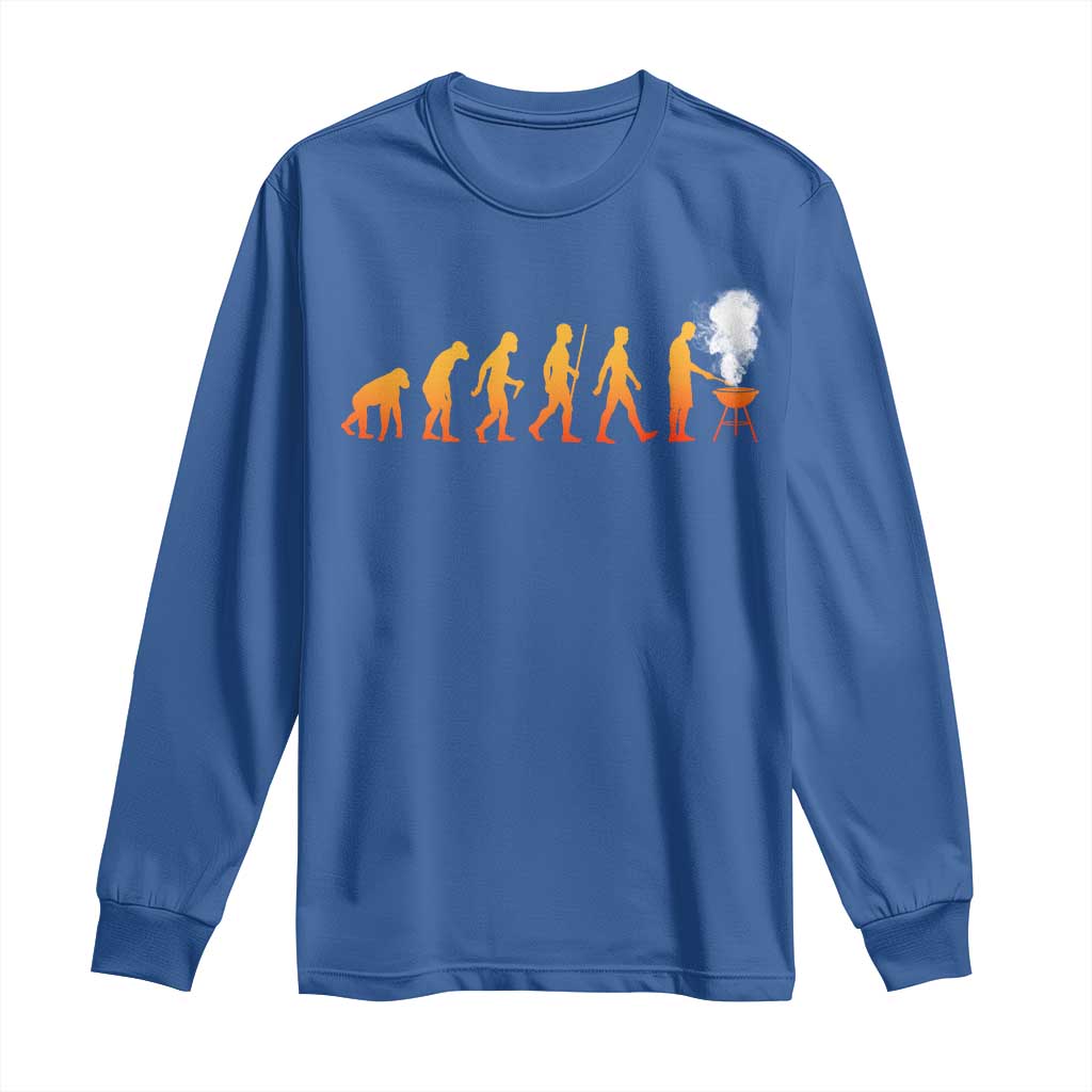 Funny BBQ Long Sleeve Shirt Evolution Of Grill Master Grilling Gifts Meat Smoking